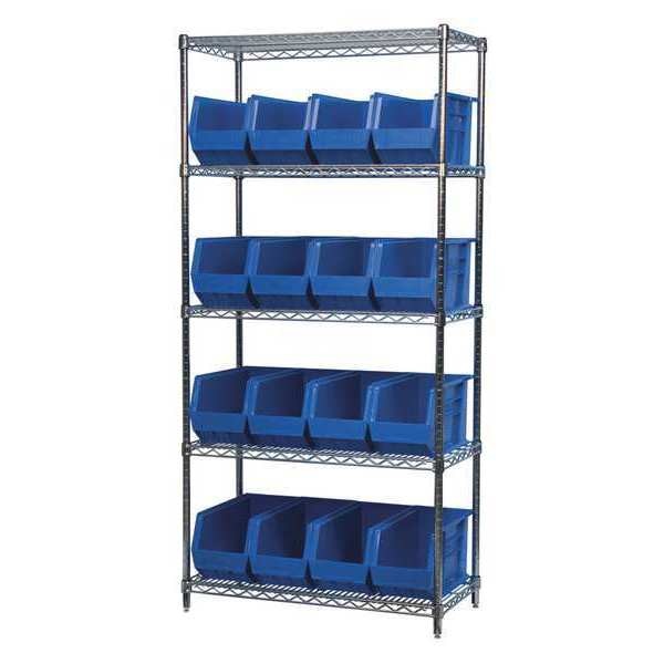 Wire Shelving, 12 Shelves, Silver/Yellow