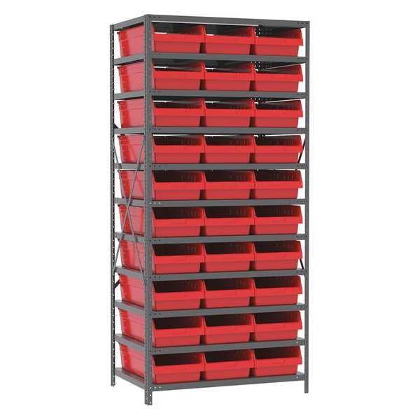 Steel Bin Shelving Unit, 11 Shelves, Gray/Blue