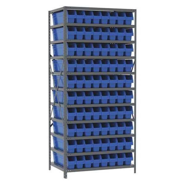 Steel Bin Shelving Kit, 11 Shelves, Gray/Yellow