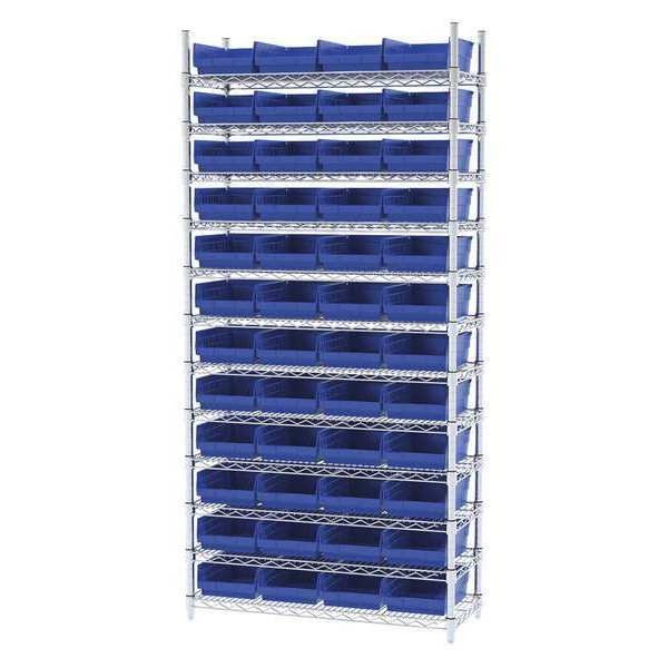 Wire Shelving, 12 Shelves, Silver/Blue