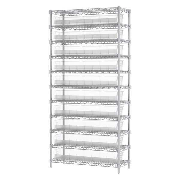 Wire Shelving, 11 Shelves, Silver/Stone