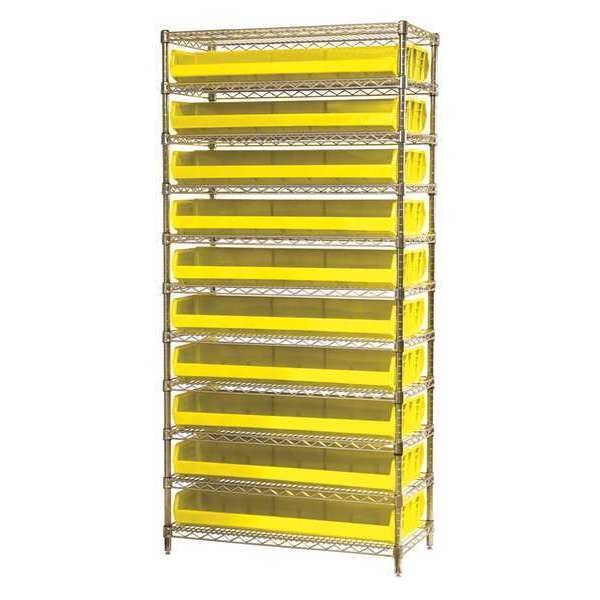 Wire Shelving, 11 Shelves, Silver/Clear