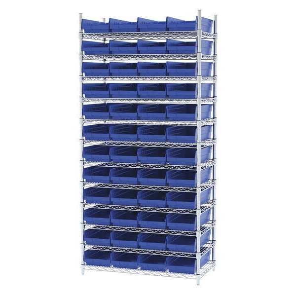 Wire Shelving, 12 Shelves, Silver/Blue