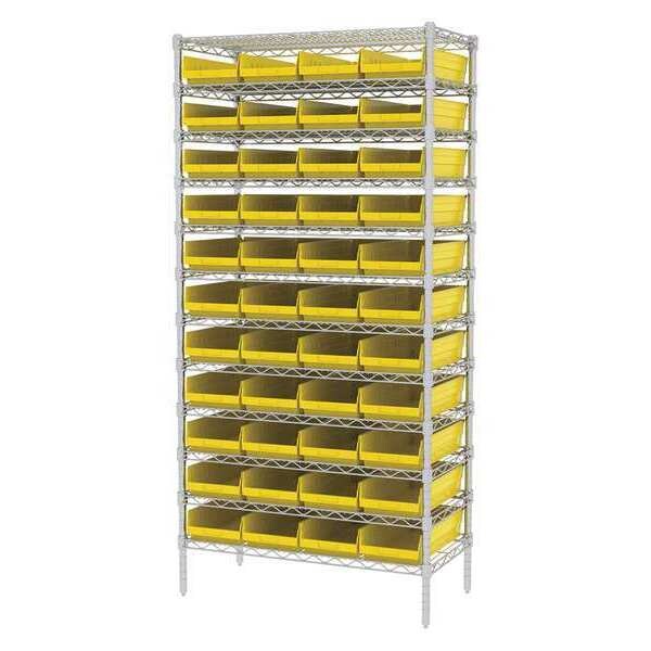 Wire Shelving, 12 Shelves, Silver/Red