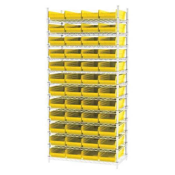 Wire Shelving, 12 Shelves, Silver/Yellow