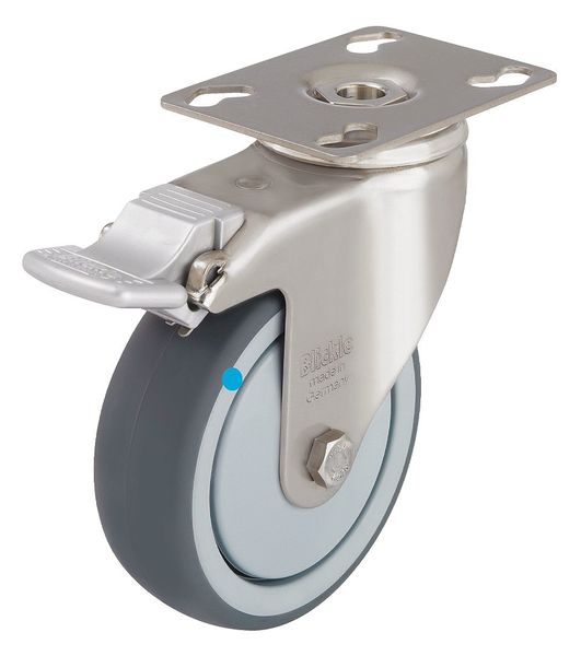 Swivel Plate Caster, Therm Rubber, 4 in, 242 lb