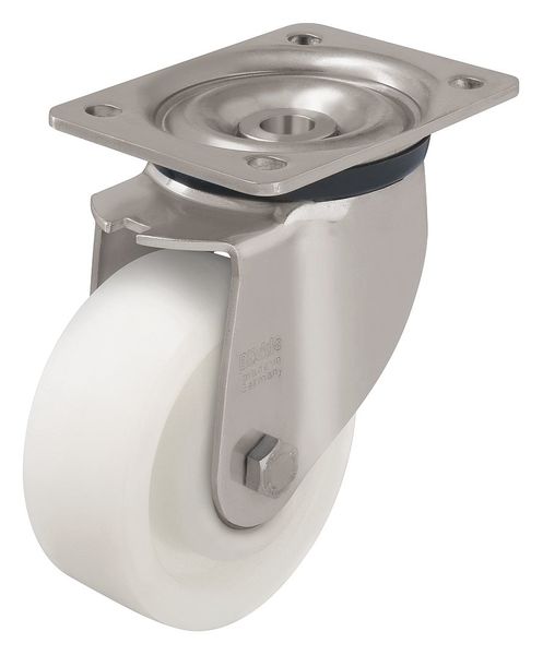 Swivel Plate Caster, Nylon, 5 in., 770 lb., D