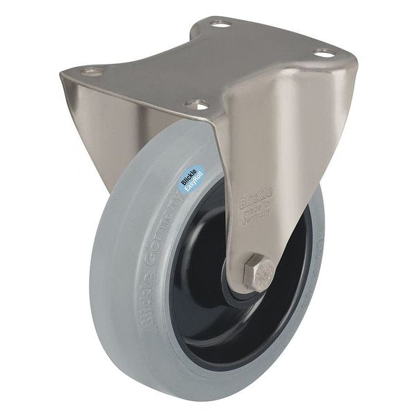 Rgd Plate Caster, Rubber, 4 in., 330 lb.