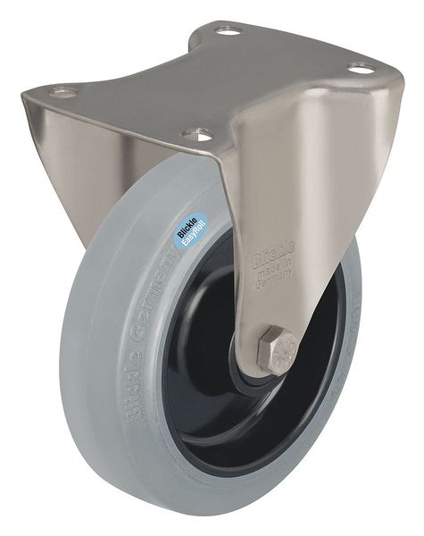 Rgd Plate Caster, Rubber, 5 in., 330 lb.