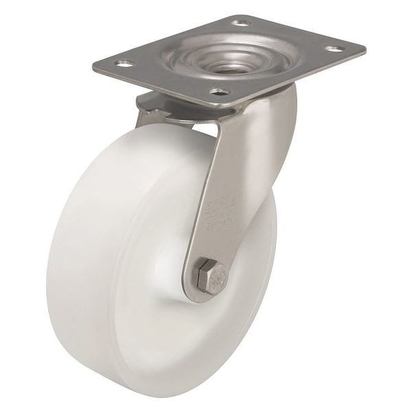 Swivel Plate Caster, Nylon, 4 in., 330 lb, Wht