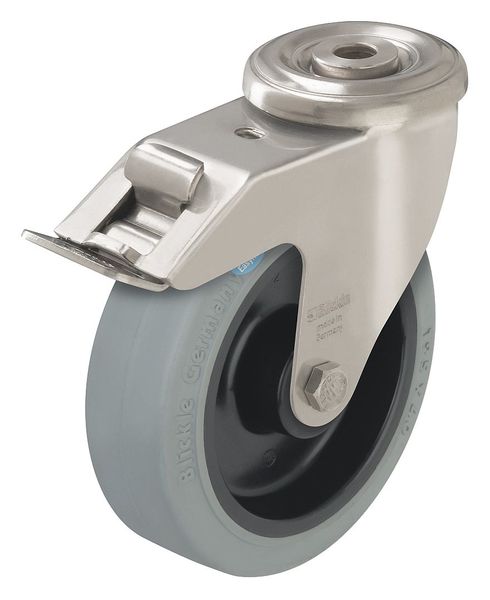 Kingpin Swivel Caster, Rubber, 3-1/8 in, 308 lb, Gry