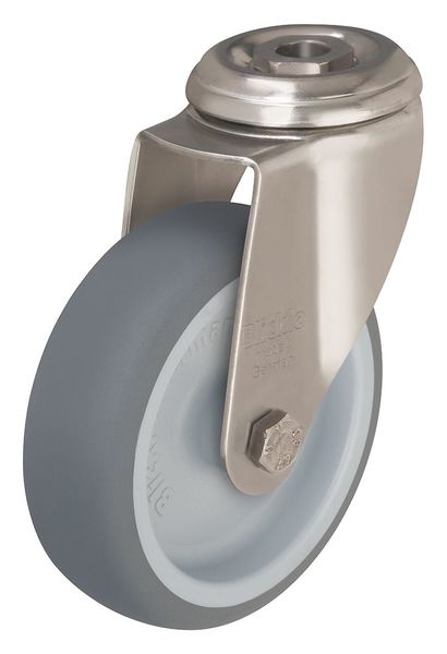 Kingpin Swivel Caster, Therm Rubber, 5 in., 265 lb.