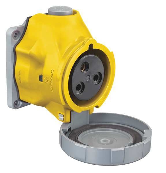 Pin and Sleeve Receptacle, 30A, 2HP, Yellow