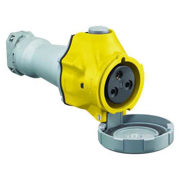 Pin and Sleeve Connector, 30A, 2 HP, Yellow