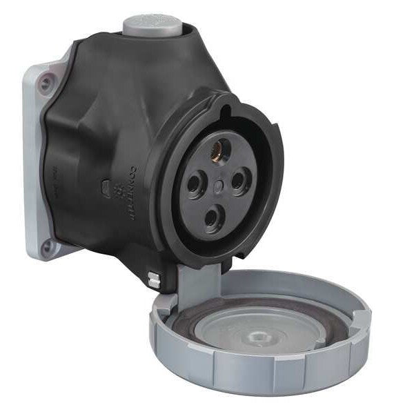 Pin and Sleeve Receptacle, 600VAC, Black