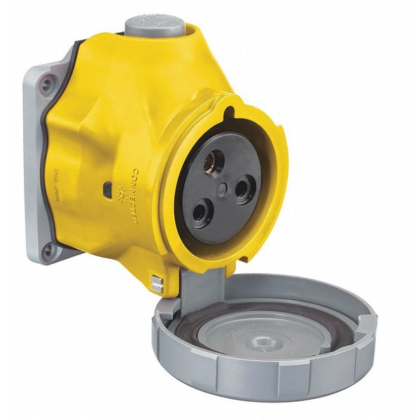 Pin and Sleeve Receptacle, 32A, 2HP, Yellow