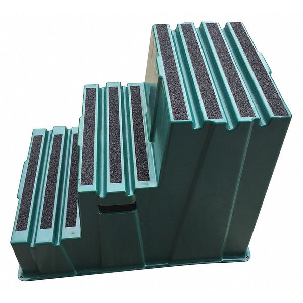 3 Steps, Plastic Step Stand, 500 lb. Load Capacity, Green