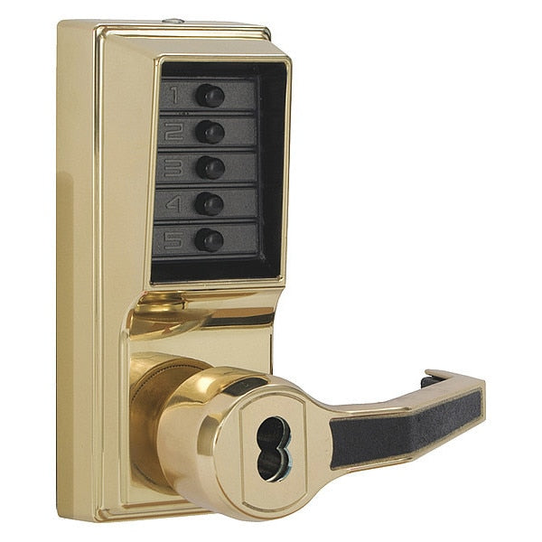 Push Button Lockset, Right, Bright Brass