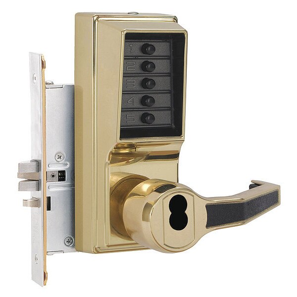 Push Button Lockset, 8000, Bright Brass