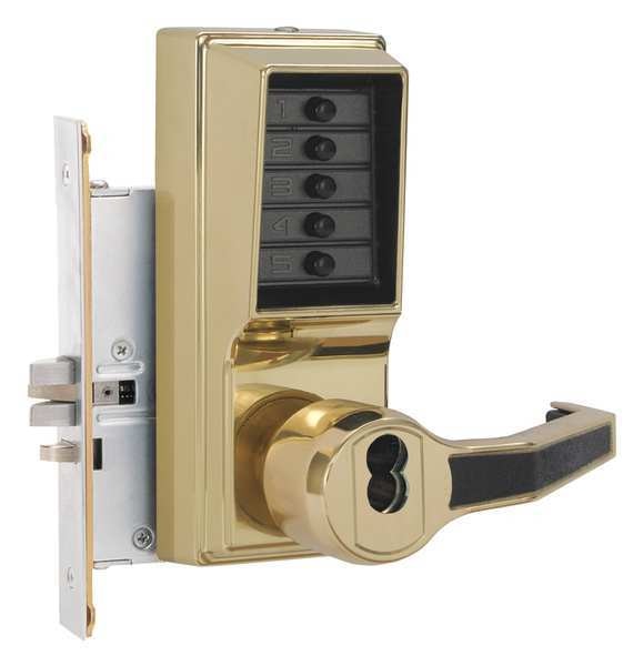 Push Button Lockset, Left, Bright Brass