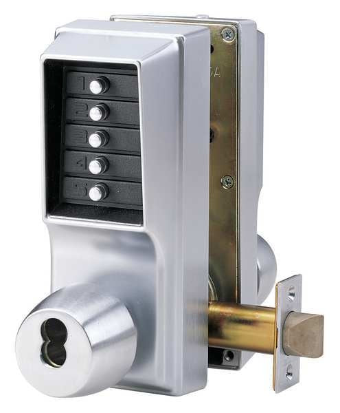 Push Button Lockset, Satin Chrome, Lever