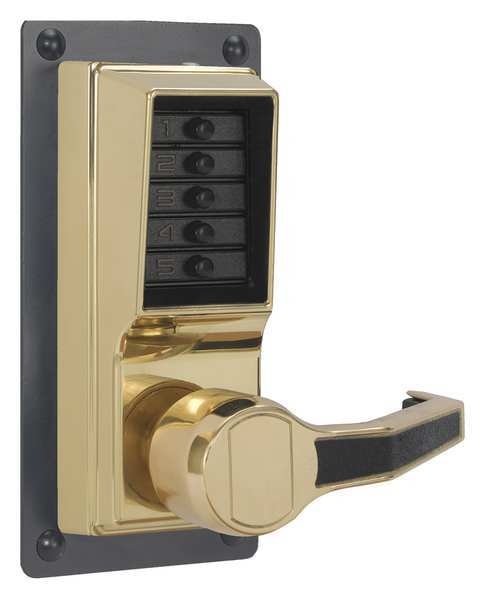 Push Button Lockset, 1000, Bright Brass