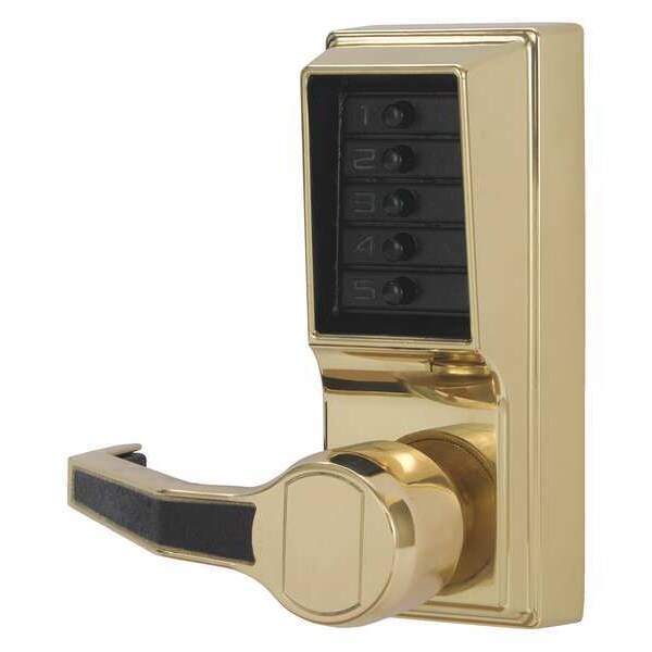 Push Button Lockset, Bright Brass