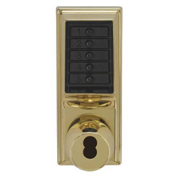 Push Button Lockset, Bright Brass, Knob