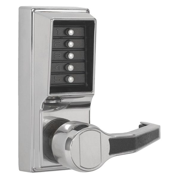 Push Button Lockset, Bright Chrome, Lever