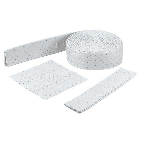 Sorbents, 8 gal/pk, Oil Absorbed, White, Polypropylene