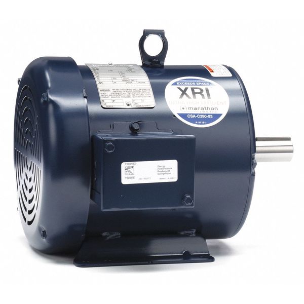 3-Phase General Purpose Motor, 3 HP, 182T Frame, 230/460V AC Voltage, 3,510 Nameplate RPM