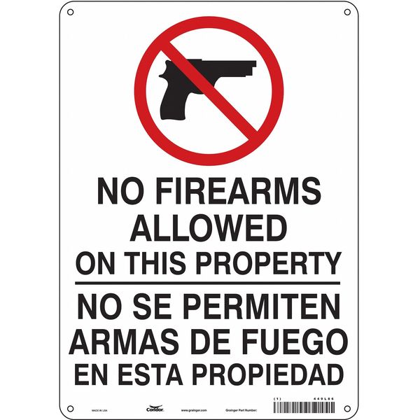Safety Sign, 14 in Height, 10 in Width, Aluminum, Vertical Rectangle, English, Spanish, 449L86