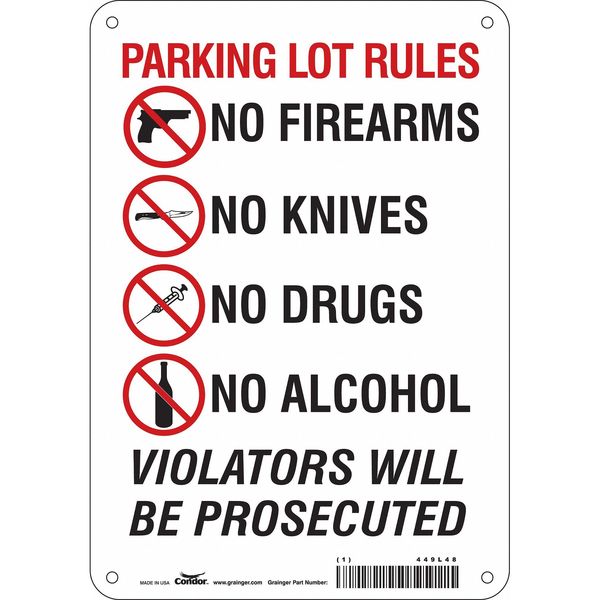 Safety Sign, 10 in Height, 7 in Width, Aluminum, Horizontal Rectangle, English, 449L48