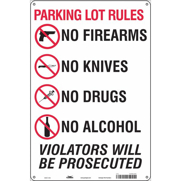 Safety Sign, 18 in H, 12 in W, Aluminum, Vertical Rectangle, English, 449L50