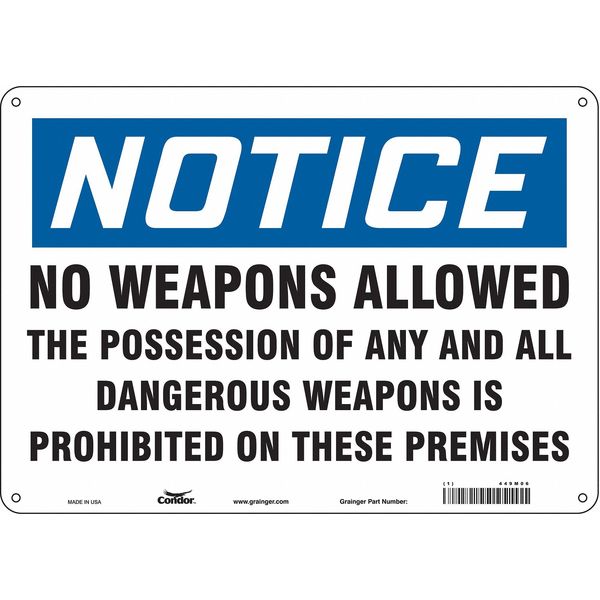 Safety Sign, 10 in Height, 14 in Width, Aluminum, Horizontal Rectangle, English, 449M06