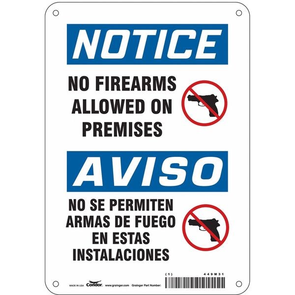 Safety Sign, 10 in Height, 7 in Width, Aluminum, Horizontal Rectangle, English, 449M31