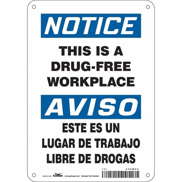 Safety Sign, 10 in Height, 7 in Width, Aluminum, Horizontal Rectangle, English, 449M43