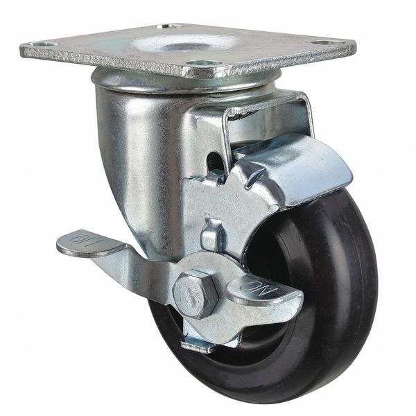 Swivel Plate Cstr w/Brke, 300 lb., Ball
