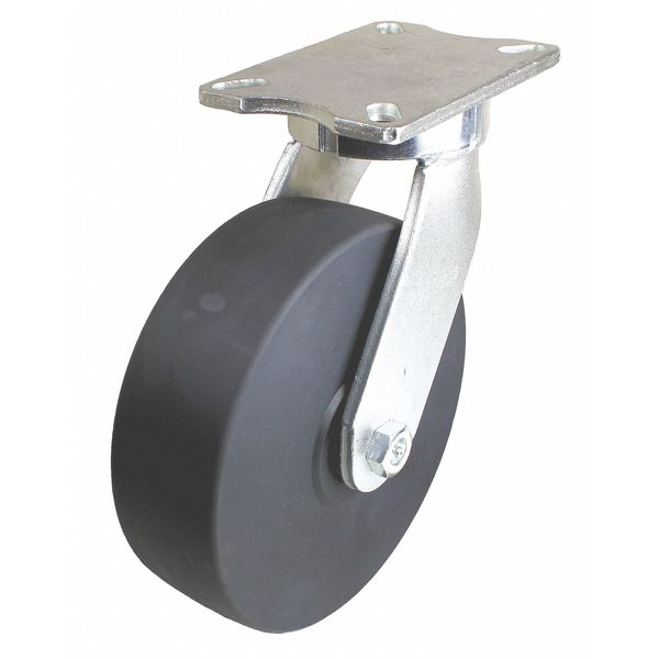 Plate Caster, 9500 lb. Load, Black Wheel