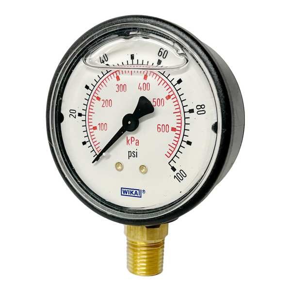 Pressure Gauge, 0 to 100 psi, 1/4 in MNPT, Black