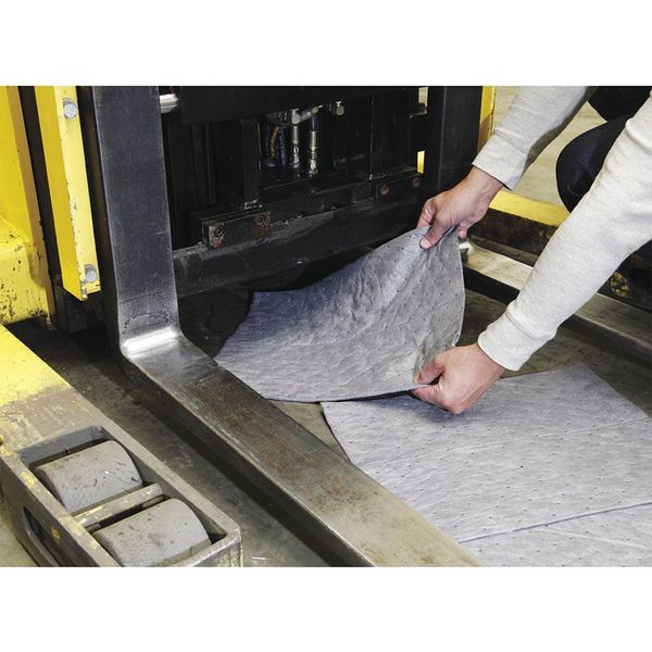 Sorbents, 29 gal/pk, 0.291 gal/pad, Universal Absorbed, Gray, Polypropylene, 100 PK