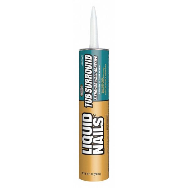 Tub Surround & Shower Adhesive, Tub Surround & Shower Wall Series, White, 10 oz, Cartridge