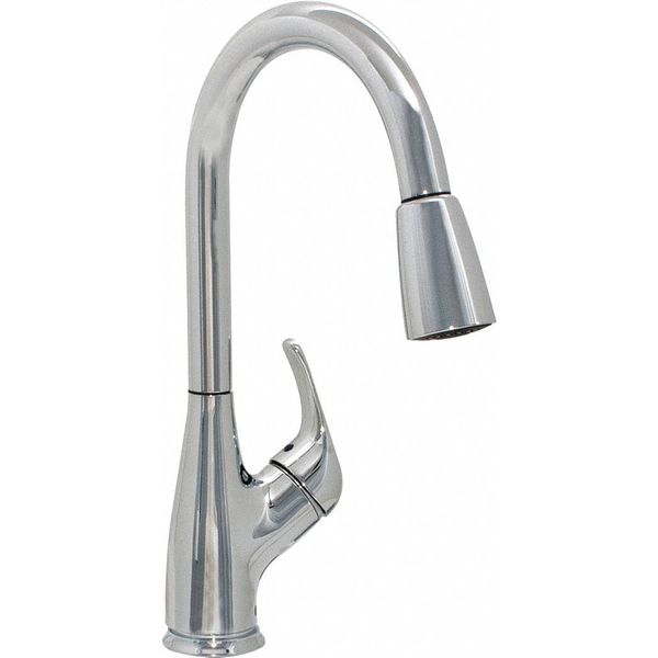 Manual, Single Hole Only Mount, 1 Hole Gooseneck Pull Out Kitchen Faucet