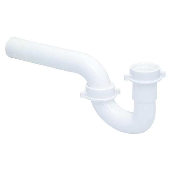 P-Trap, 1-1/2 in Pipe Size, Slip Connection, 10 in Overall Lg, Plastic, White