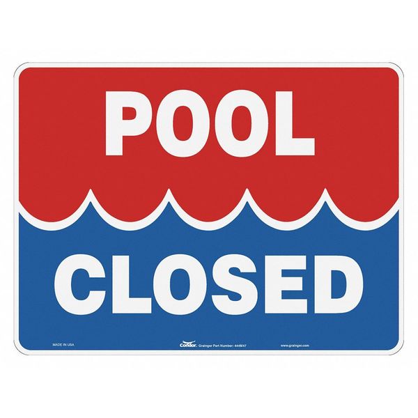 Safety Pool Rules Sign, 18 in Height, 24 in Width, Aluminum, Horizontal Rectangle, English