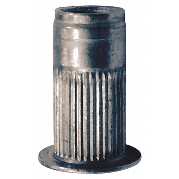 Rivet Nut, #6-32 Thread Size, 0.39 in Flange Dia., 0.42 in L, Aluminum, 25 PK