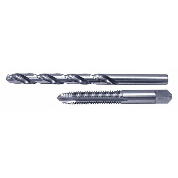 2PC Jobber Drill and Spiral Point Plug Tap Set Cle-Line 1860 Bright HSS 5/16 & 3/8-16