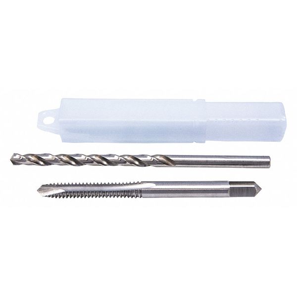 2PC Jobber Drill and Spiral Point Plug Tap Set Cle-Line 1860 Bright HSS #25 & #10-24