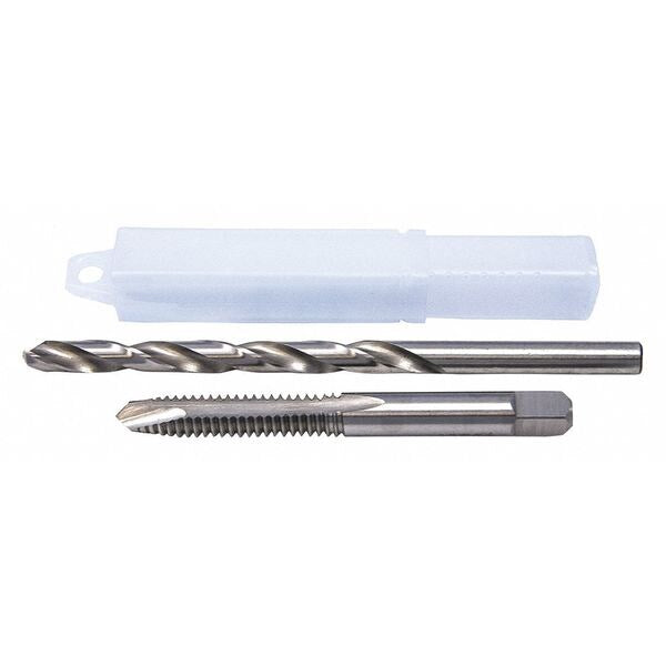 2PC Jobber Drill and Spiral Point Plug Tap Set Cle-Line 1860 Bright HSS #7 & 1/4-20