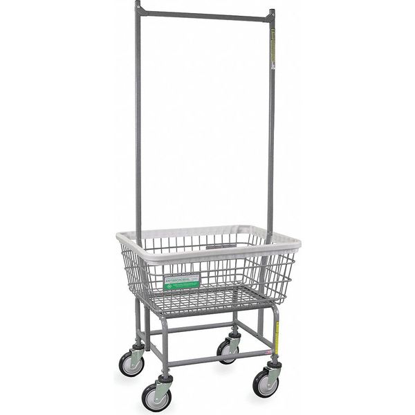 Antimicrobial Wire Utility Cart with Double Pole Rack, 2.5 Bushel